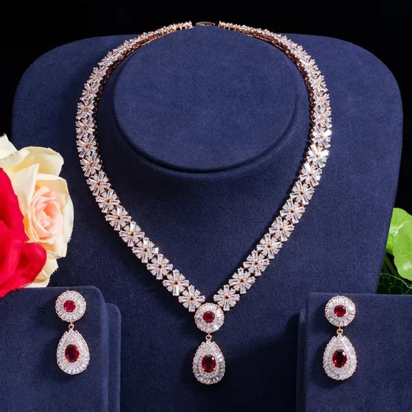 Gold Color Nigerian Wedding African Costume Big Statement Jewelry Set