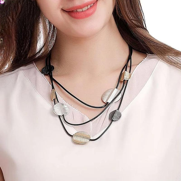 Vintage Chains On the Neck Necklace Round Geometric Choker Costume Jewelry for Women