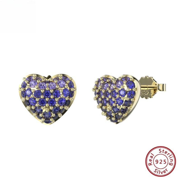 925 Sterling Silver Stud Earrings For Women Luxury Purple AAAA Cubic Zirconia Earings