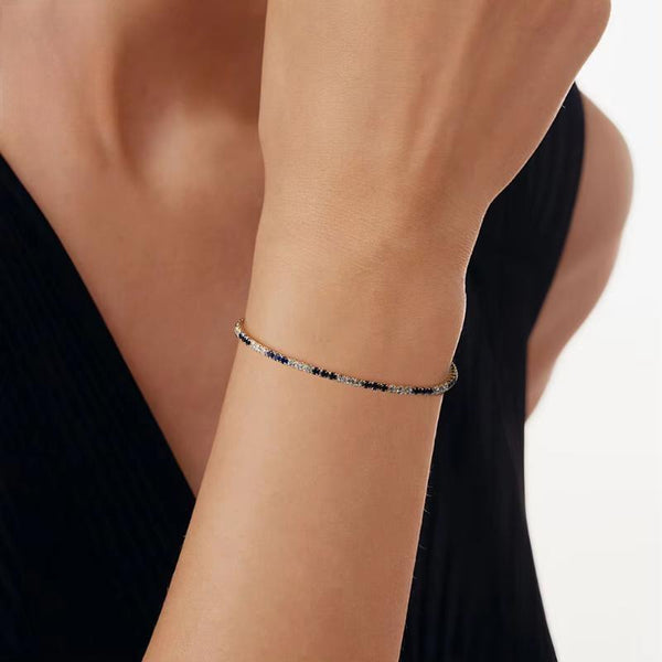 925 Sterling Silver Brilliant Tennis Bracelet 2.0mm Bezel Setting CZ for Women Chain Bracelet