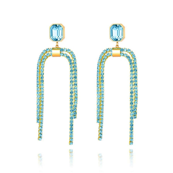Pendientes de fiesta con cristales de circonita cúbica brillante para mujer