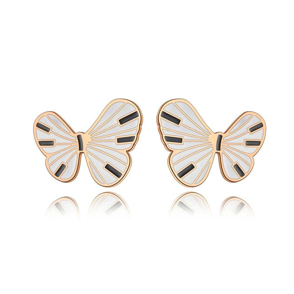 Pendientes de mariposa con diseño original de acero inoxidable esmaltado