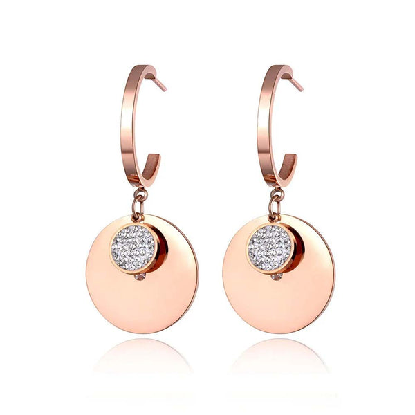 Pendientes de disco perforador de acero inoxidable de moda