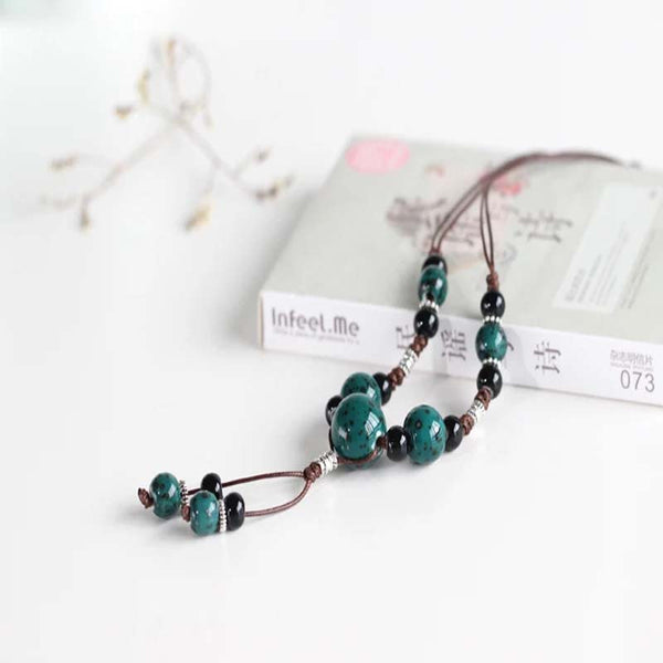National Wind Handmade Ceramic Necklace Fashion Long Paragraph Sweater Chain