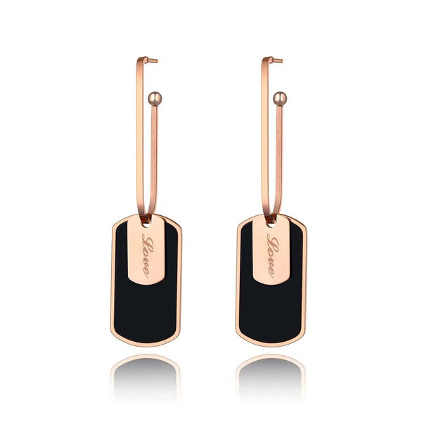 Pendientes colgantes geométricos de acero inoxidable y titanio de Bohemia