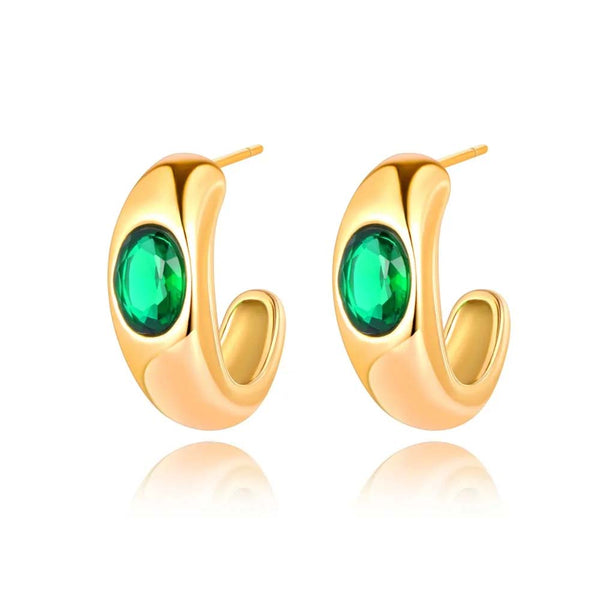 Pendientes geométricos de acero inoxidable de moda con delicados pendientes de circonita cúbica.