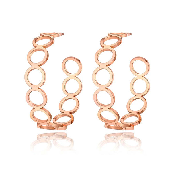Pendientes de fiesta de acero inoxidable con círculos geométricos bohemios