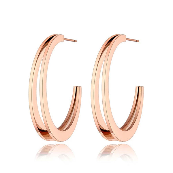 Pendientes de acero inoxidable con diseño original de círculos geométricos bohemios para mujer
