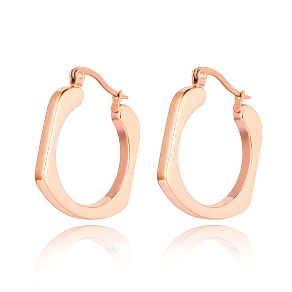 Pendientes de aro cuadrados sencillos de acero inoxidable y titanio de moda
