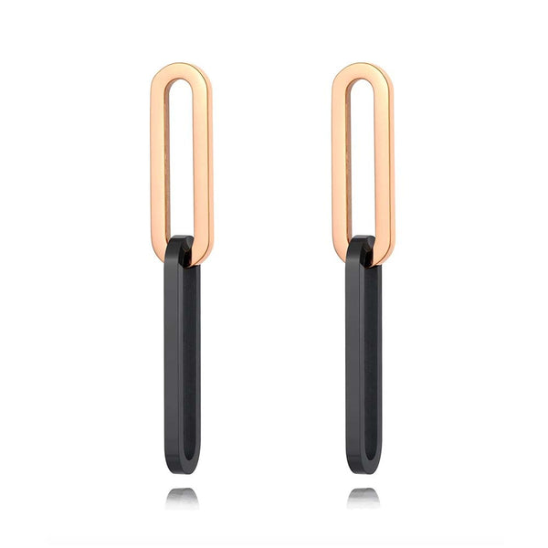 Pendientes de cadena y eslabones geométricos grandes de acero inoxidable y titanio Hyperbole