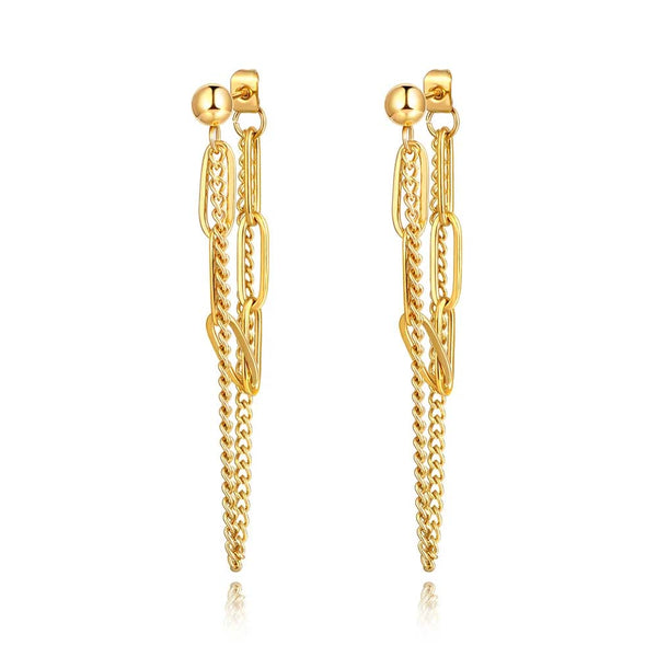 Pendientes largos con borlas bohemias bañados en oro de 18 quilates