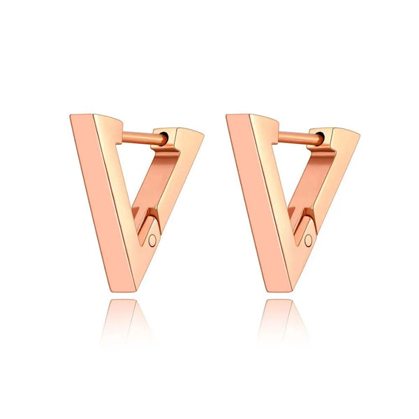 Pendientes de aro de acero inoxidable y titanio con forma de V de moda