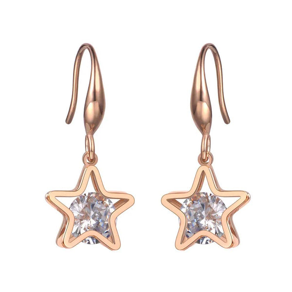 Pendientes de niña de acero inoxidable y titanio con circonitas cúbicas AAA de moda