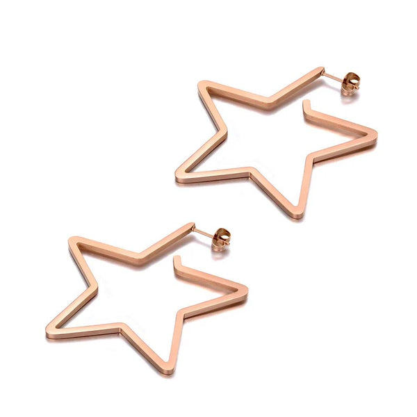 Pendientes de estrella de amor de acero inoxidable y titanio con diseño original
