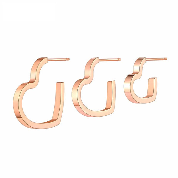 Juego de 3 pendientes de acero inoxidable 316L con forma de corazón, estilo bohemio, para fiesta y playa.