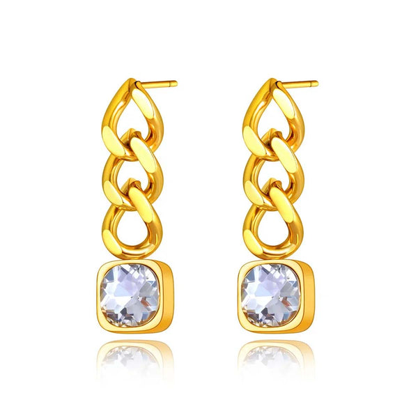 Pendientes geométricos de cadena gruesa de acero inoxidable y titanio de moda