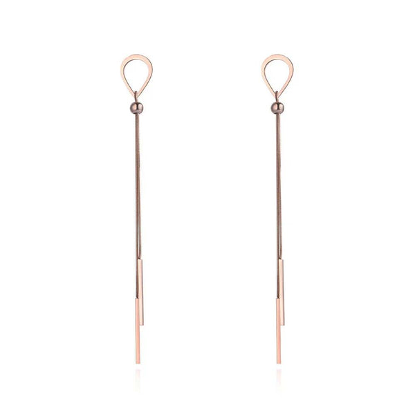 Pendientes colgantes con borlas de acero inoxidable de moda para mujer