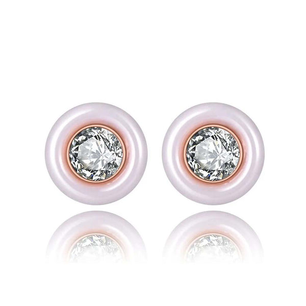 Pendientes de boda de acero inoxidable de moda, de cerámica blanca y negra.