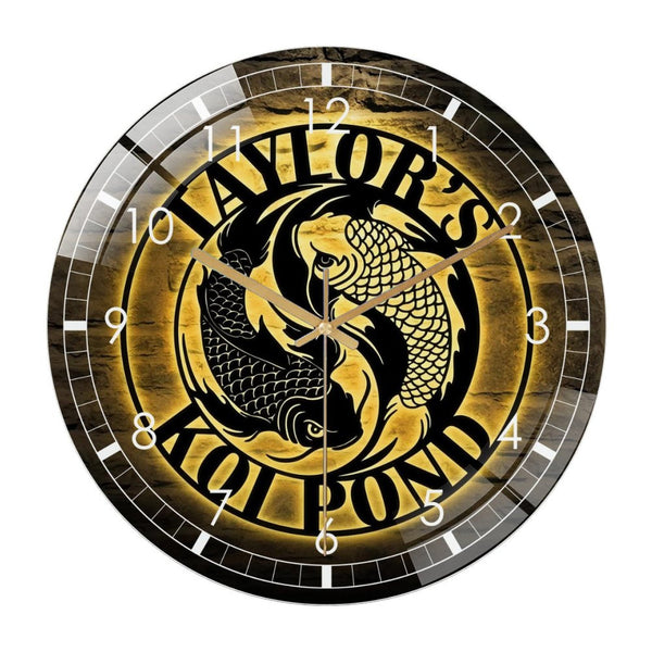 Decor Wall Clock: Koi Pond Glass Wall Clock,Koi Fish Wall Art Decor Wall Clock for Homes, Bars, Offices, Man Caves, Garages, And Living Rooms .Also Makes A Great Gift.Gift for Fish Lover