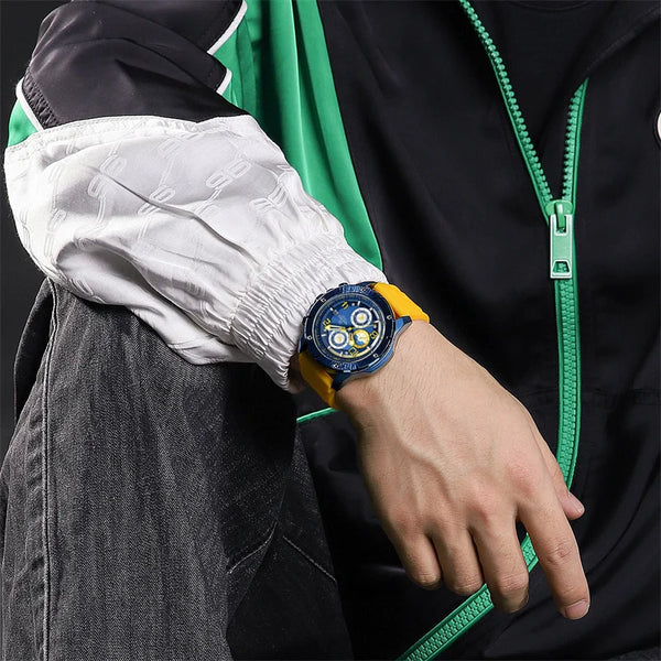 Relojes de pulsera deportivos casuales con correa de silicona para hombre, reloj cronógrafo de cuarzo resistente al agua