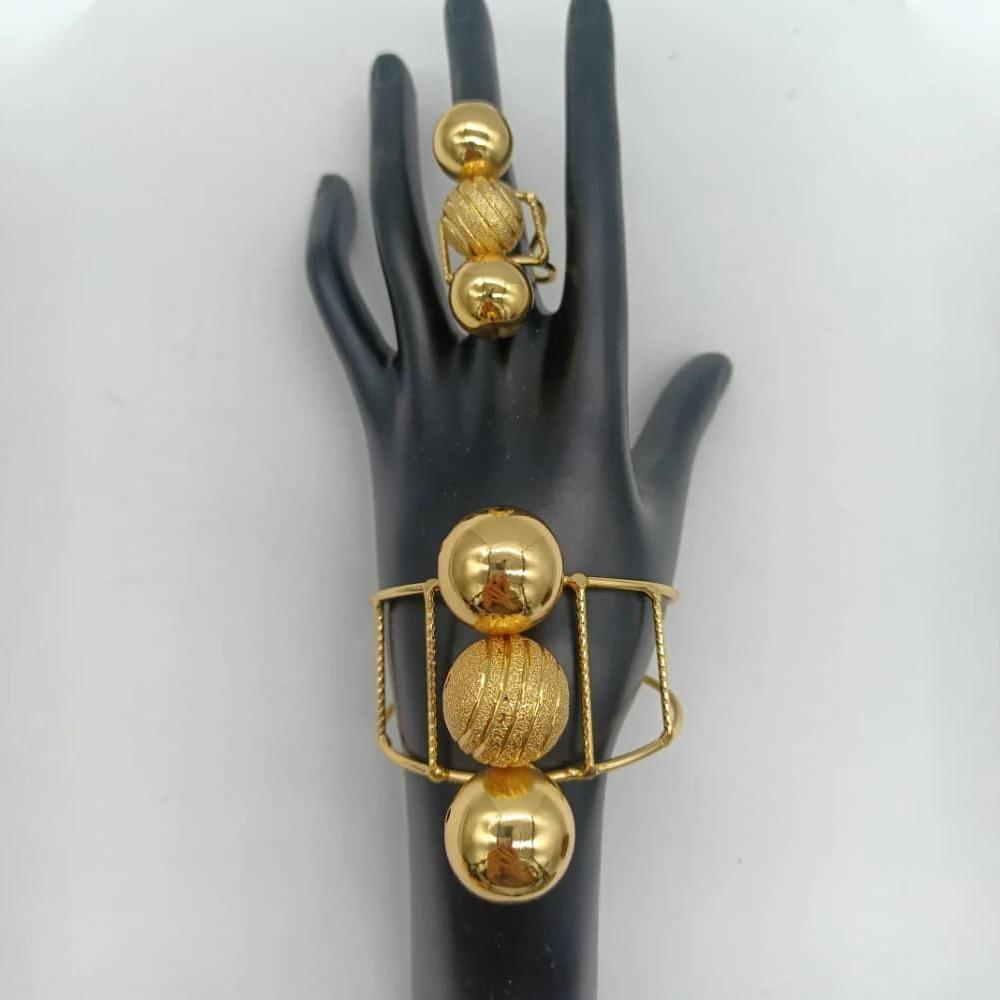 Large Bead Bangle With Ring for Women