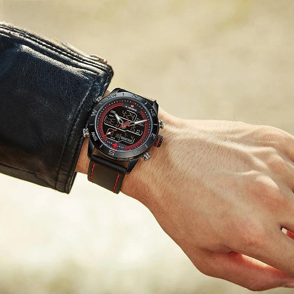 Reloj deportivo militar de cuarzo digital con doble pantalla para hombre