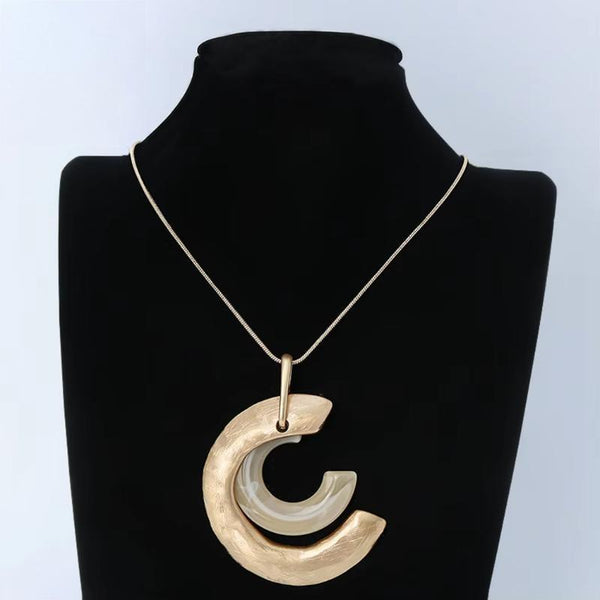 Collar vintage de aleación geométrica de color dorado con colgantes de piedra natural para mujer