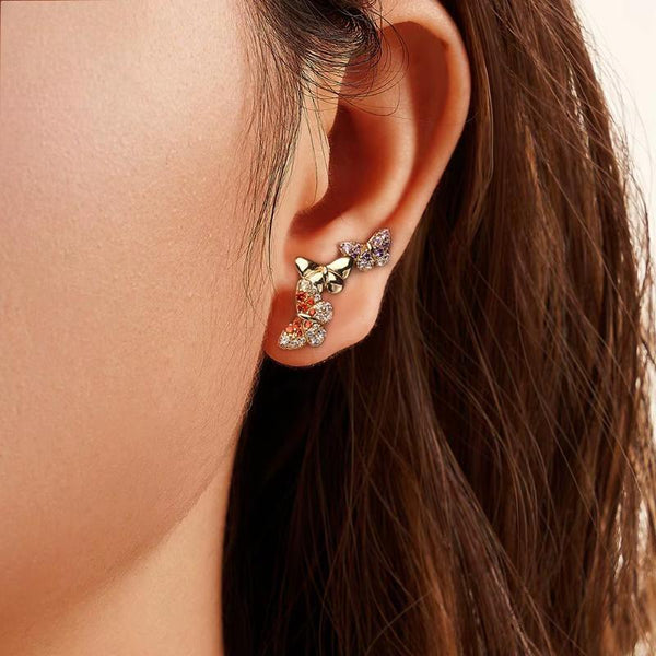 Luxury Elegant Zircon Butterfly Stud Earrings For Women