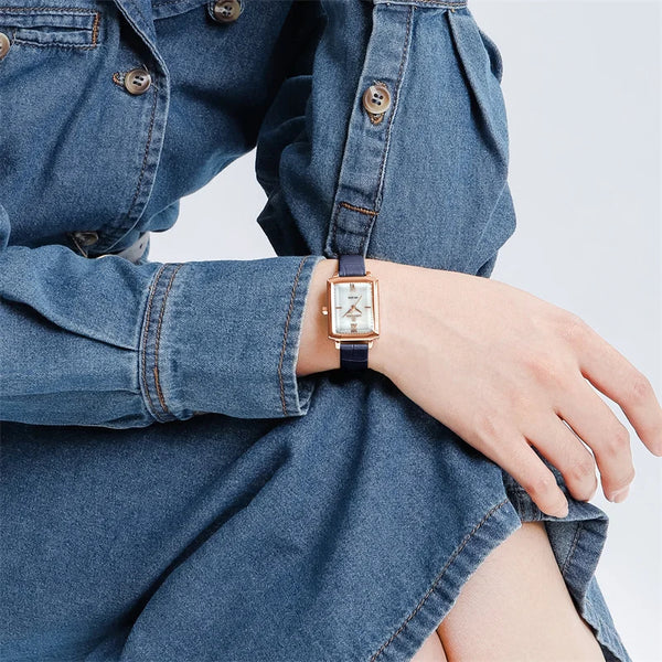 Reloj de pulsera de microfibra para mujer, resistente al agua, de cuarzo, elegante y sencillo.