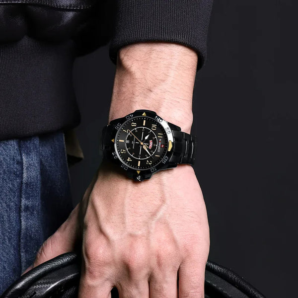 Reloj de lujo para hombre, resistente al agua, deportivo, de negocios, de acero inoxidable, de cuarzo