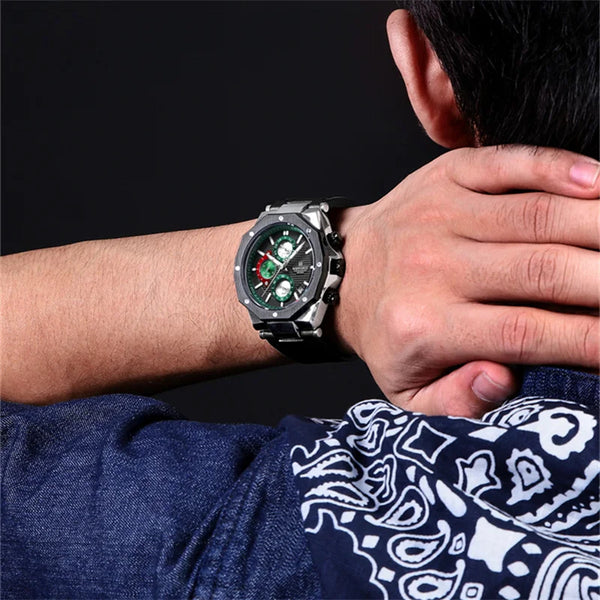 Reloj deportivo de cuarzo para hombre, resistente al agua, moderno, de negocios, militar, con cronógrafo