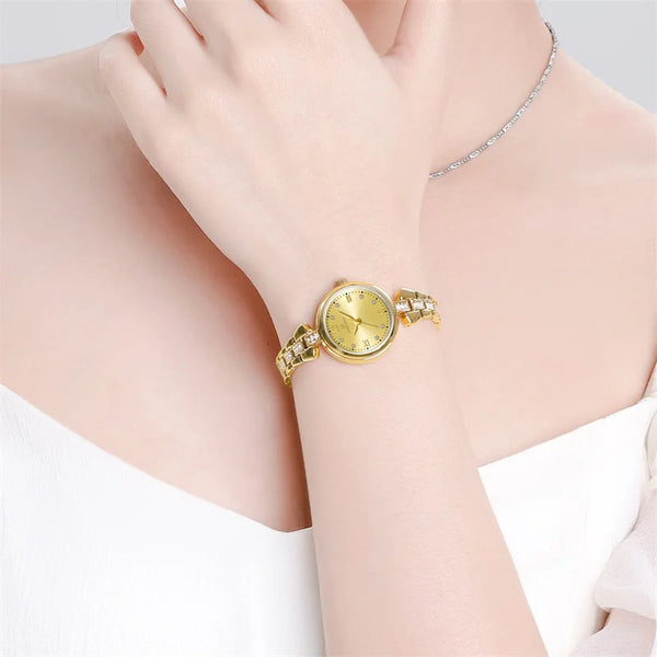 Reloj de pulsera de cuarzo con pulsera de aleación de zinc para mujer