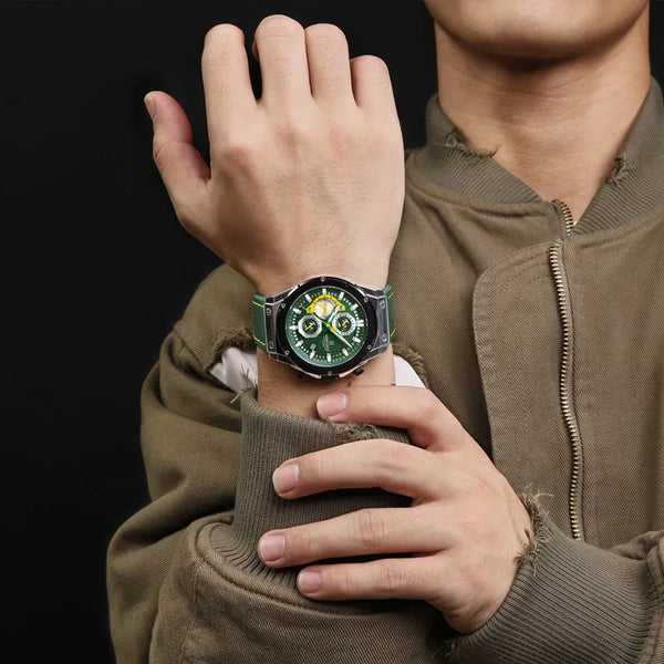 Relojes para hombre, moda militar, resistente al agua, reloj de pulsera de cuarzo con correa de cuero de lujo