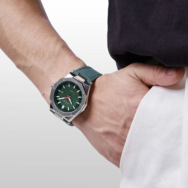 Nuevo reloj de cuarzo para hombre con correa de cuero, reloj de pulsera deportivo de lujo resistente al agua.