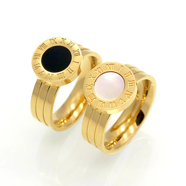 Anillo de acero inoxidable color oro/oro rosa