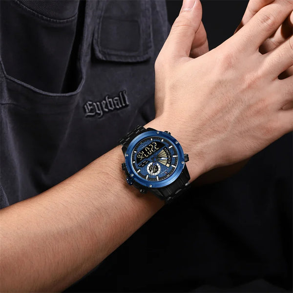 Reloj de pulsera deportivo de cuarzo militar resistente al agua para hombre, de acero inoxidable, digital