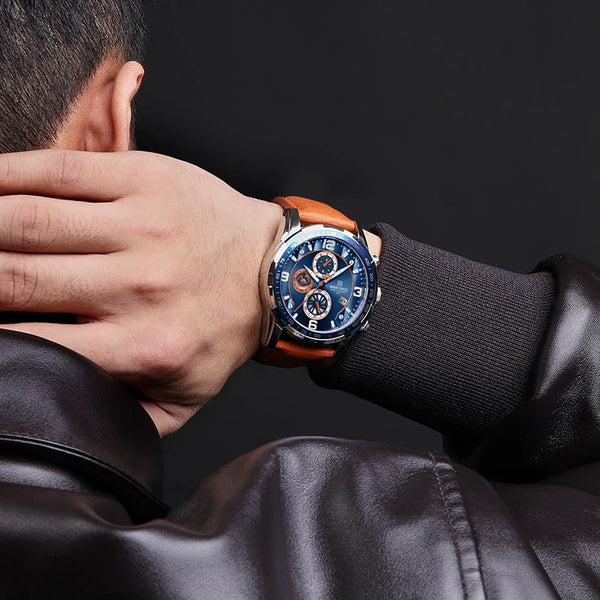 Nuevos relojes de negocios de moda originales para hombres, cronógrafo, movimiento de cuarzo, reloj de pulsera deportivo para hombre