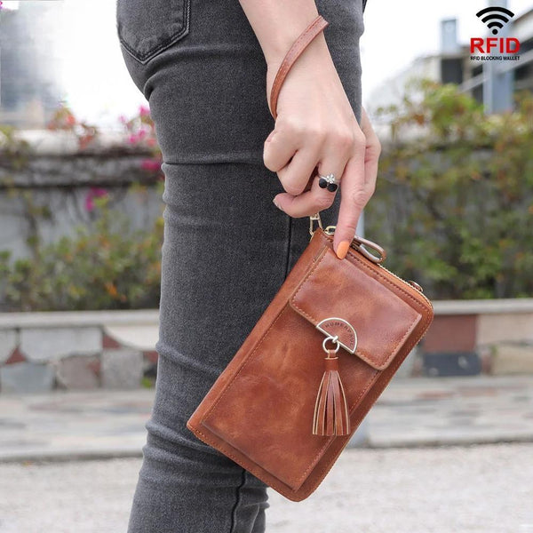 Bolso de hombro de piel suave para mujer con bolsillo para móvil