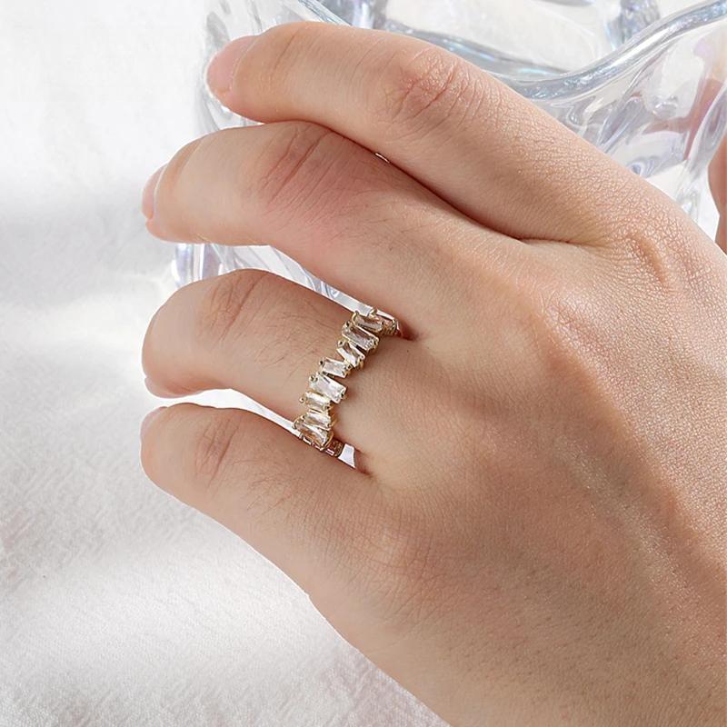 European Style Adjustable Ring Unique Rectangle Cubic Zircon Finger Rings