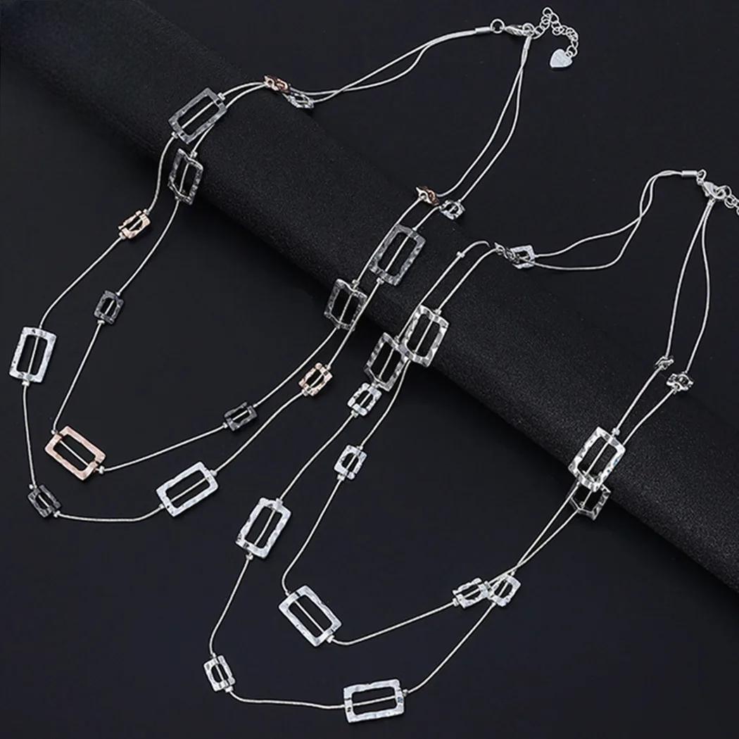 New in Korean Fashion Long Chains Alloy Suspension Pendants Collares Necklace for Women