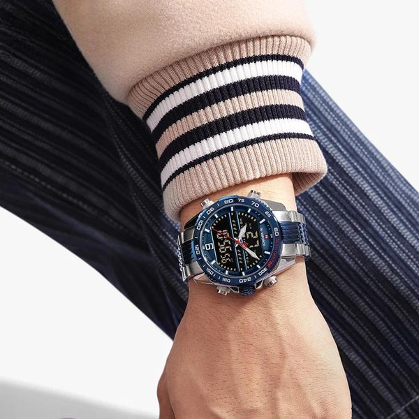 Reloj de pulsera analógico digital de cuarzo con cronógrafo deportivo resistente al agua para hombre.