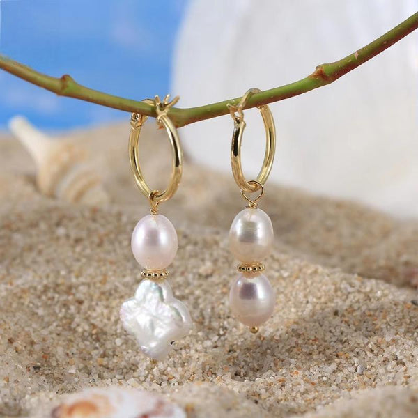 Handpicked Clover Shaped Pearl Earrings