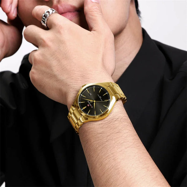 Nuevos relojes para hombre, deportivos, informales, con correa de acero inoxidable, de cuarzo, militares, de pulsera, resistentes al agua.