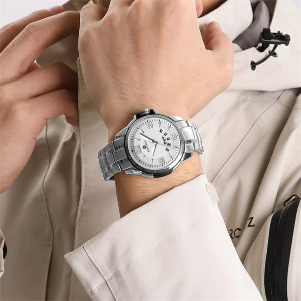 Nuevo reloj para hombre, de acero inoxidable, luminoso, resistente al agua, con calendario y fecha.