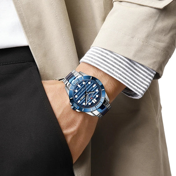 Reloj de pulsera deportivo impermeable de cuarzo con calendario informal original nuevo para hombre