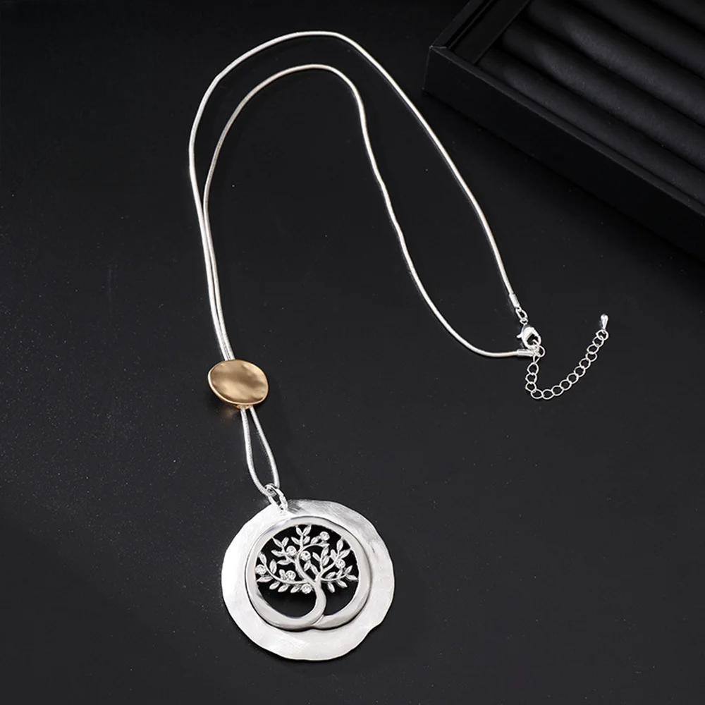 Vintage Tree of Life Hollow Out Necklace for Women Long Collares Chains Pendant