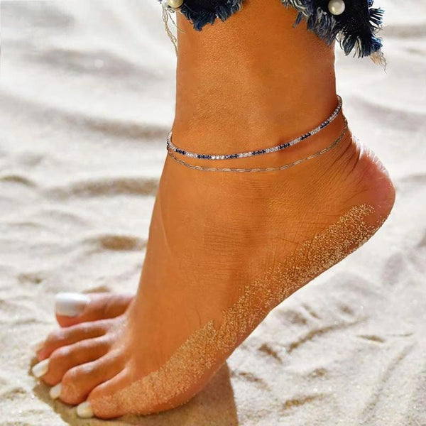 Tobilleras de tenis con cadenas de clip para mujer