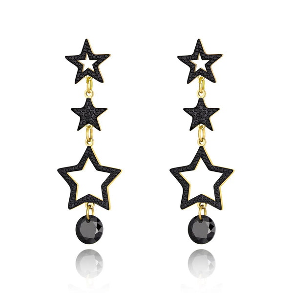 Pendientes bohemios con estrellas huecas y diamantes de imitación geométricos