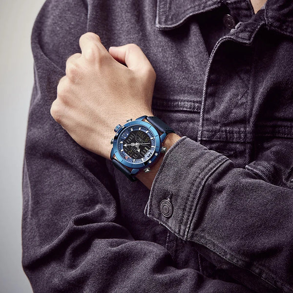 Reloj de pulsera para hombre, marca de lujo, azul, resistente al agua, de cuarzo, para hombre.