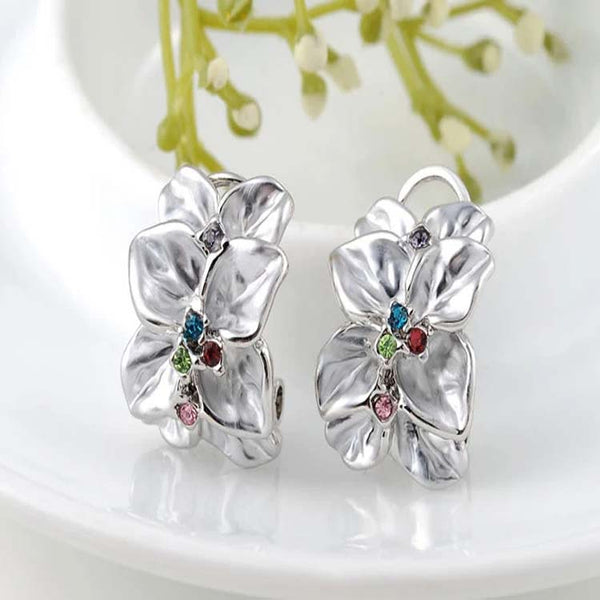 Pendientes de flores de cristal de circonita cúbica de moda para mujeres y niñas